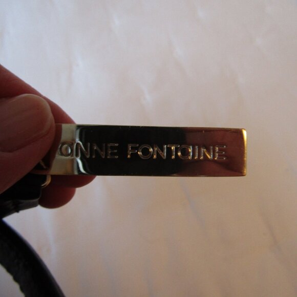 Anne Fontaine "Parisa Baby" Black Floral Leather Purse Bag-Double Handles-Medium - Picture 8 of 14